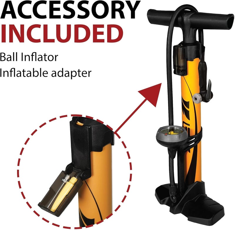 BV Bicycle Pump Durable Bike Floor Pump 17/24 inch Smart Valve Head, 160 psi, Automatically Reversible Presta and Schrader - Image 3